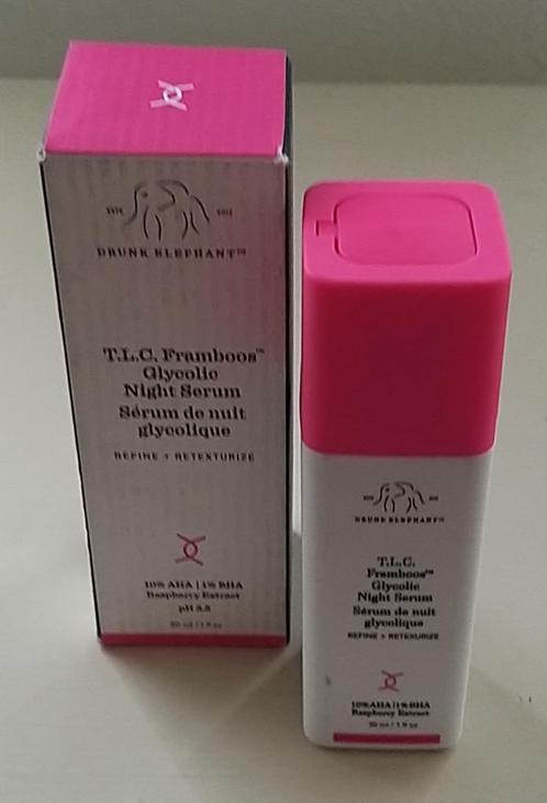 Drunk Elephant T.L.C. framboos glycolic night serum, Sieraden, Tassen en Uiterlijk, Uiterlijk | Gezichtsverzorging, Nieuw, Verzorging