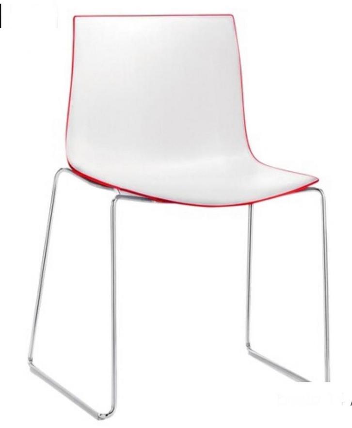 6x Arper Catifa 46 design stoelen, Italiaans, chrome, Huis en Inrichting, Stoelen, Gebruikt, Vijf, Zes of meer stoelen, Kunststof