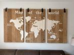 Drieluik map of the world / houten landkaart, Huis en Inrichting, Ophalen, Zo goed als nieuw