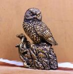 Nieuw! Uil op stronk goud/zwart, Hoogte: 26 cm, dierenbeeld