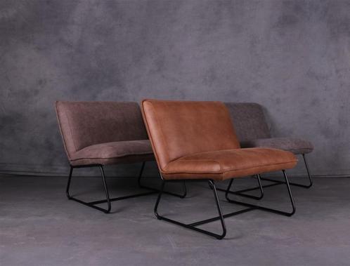 Mooie fauteuil in stof en leer | Industrieel, Huis en Inrichting, Fauteuils, Nieuw, Leer, Stof, 50 tot 75 cm, Minder dan 75 cm