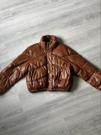 Zara Leather Bomber/Puffer Jacket, Kleding | Dames, Jassen | Winter, Bruin, Verzenden, Zara, Zo goed als nieuw