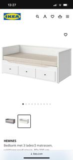 Hemnes IKEA bed uitschuifbaar., 80 cm, Gebruikt, Wit, Hout