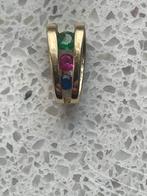 Gouden Hanger met Saffier, Robijn en Smaragd, Ophalen, Goud, Hanger, Met edelsteen