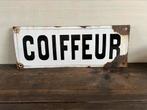 Antiek Frans emaille bord  ‘Coiffeur’, Antiek en Kunst, Antiek | Emaille, Ophalen of Verzenden