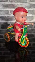 Vintage blikken speelgoed jongen op driewieler, Ophalen of Verzenden