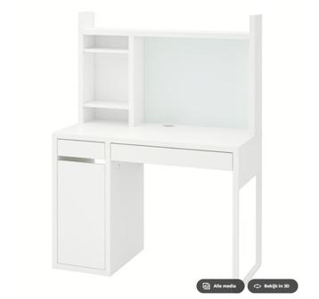 Buro  Micke Ikea Wit met blauwe deurtjes en lades beschikbaar voor biedingen