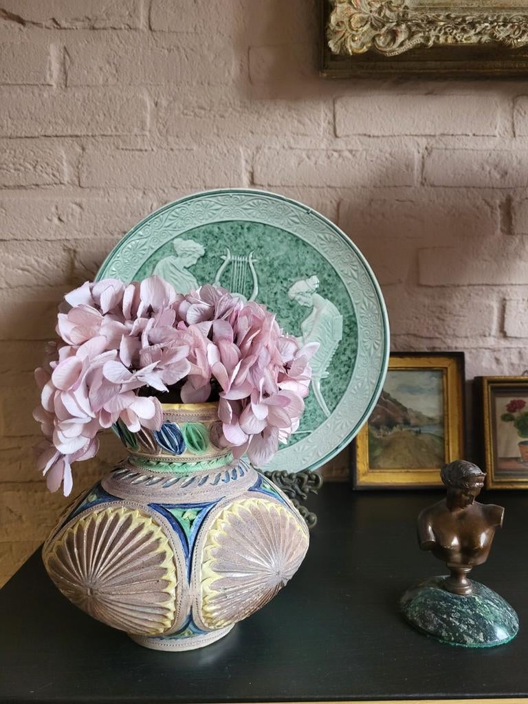 Velsen Friese kerfsnede vaas - lila, blauw, groen, geel, Ophalen of Verzenden