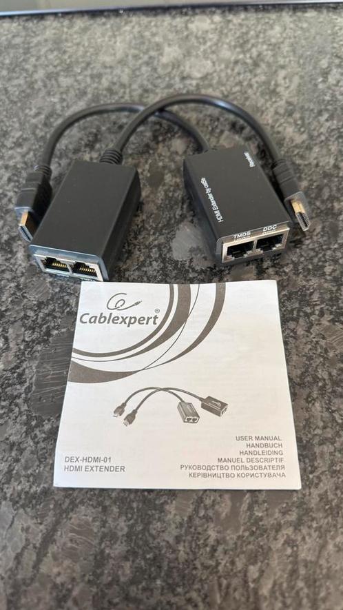 HDMI VERLENGER EXTENDER 30M OVER LAN ETHERNET FULL HD, Computers en Software, Pc- en Netwerkkabels, Zo goed als nieuw, Ophalen of Verzenden