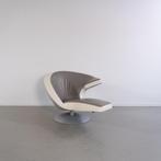 1x Leolux Parabolica Fauteuil Grijs/Wit Leer - Aluminium