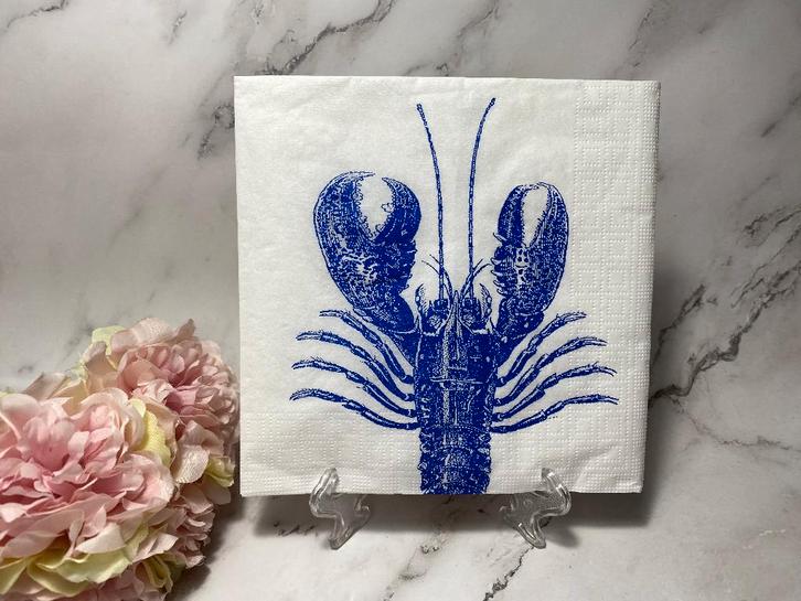 Knutsel servetten Delfts blauw kreeft decoupage nr HM559, Hobby en Vrije tijd, Knutselen, Nieuw, Materiaal, Ophalen of Verzenden