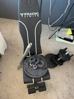 MOET WEG fitness materialen. Halter set en schijven, Ophalen, Zo goed als nieuw