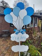 babybordverhuur westervoort, ballonnenwolk blauw geboortebor, Ophalen, Nieuw, Geboortebord