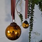 2 glazen heksenballen geel/ goud, Ophalen of Verzenden, Gebruikt
