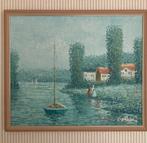 Sfeervol schilderij 54 h x 64 cm breed incl. Lijst, Ophalen of Verzenden, Zo goed als nieuw, Schilderij, 50 tot 75 cm