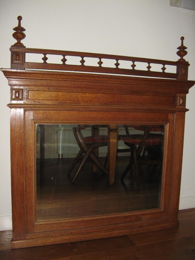 Brocante Antiek - Spiegel in eiken frame, Ophalen, Rechthoekig, 100 tot 150 cm, 100 tot 150 cm