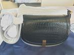 Ralph Lauren saddle bag tas in shiny crocoprint leer medium, Verzenden, Nieuw, Zwart, Handtas