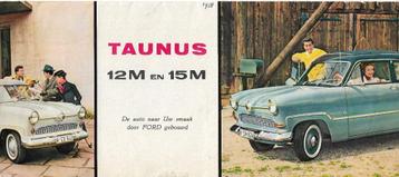 Brochure Ford TAUNUS 12M en 15M (wereldbol), 1957/1958 (NL). beschikbaar voor biedingen