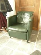 Groene leren fauteuil, Minder dan 75 cm, Gebruikt, Leer, 50 tot 75 cm