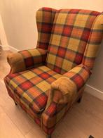 Engelse fauteuil met leren accenten, Huis en Inrichting, Fauteuils, Klassiek, 75 tot 100 cm, Zo goed als nieuw, 75 tot 100 cm