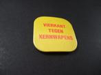 Vierkant Tegen Kernwapens,protest 1985,button, Verzamelen, Gebruikt, Ophalen of Verzenden, Button