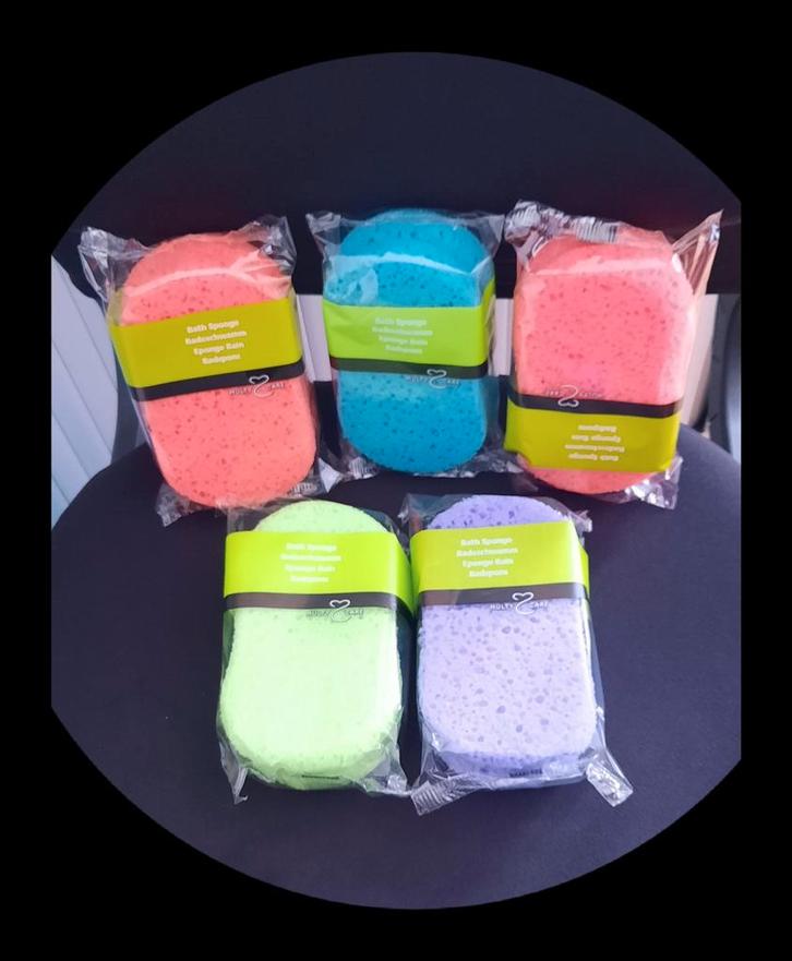 5 NIEUWE BAD DOUCHE SPONS SPONZEN OVAAL, Huis en Inrichting, Badkamer | Badtextiel en Accessoires, Nieuw, Overige typen, Overige kleuren
