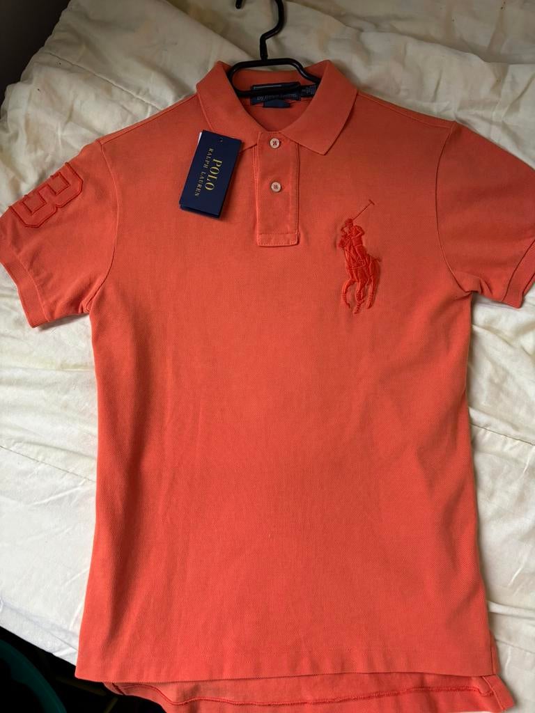 Polo Ralph Lauren Big Pony polo oranje S Custom Fit ZGAN, Oranje, Ophalen of Verzenden, Maat 46 (S) of kleiner, Polo Ralph Lauren