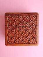vtg Klein vintage 60s kistje kist bruin hout boho bohemian, Ophalen, Minder dan 50 cm