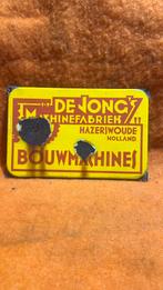 Emaille bord De Jong Machinefabriek Bouwmachines, Ophalen of Verzenden, Zo goed als nieuw, Reclamebord