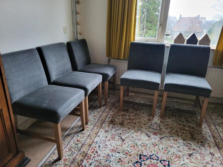 stoelen (Merk Olav), Huis en Inrichting, Stoelen, Gebruikt, Vijf, Zes of meer stoelen, Hout, Stof, Grijs, Ophalen