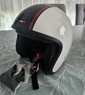 Nieuw brommerhelm S / XS scooterhelm Crem Wit Zwart small beschikbaar voor biedingen