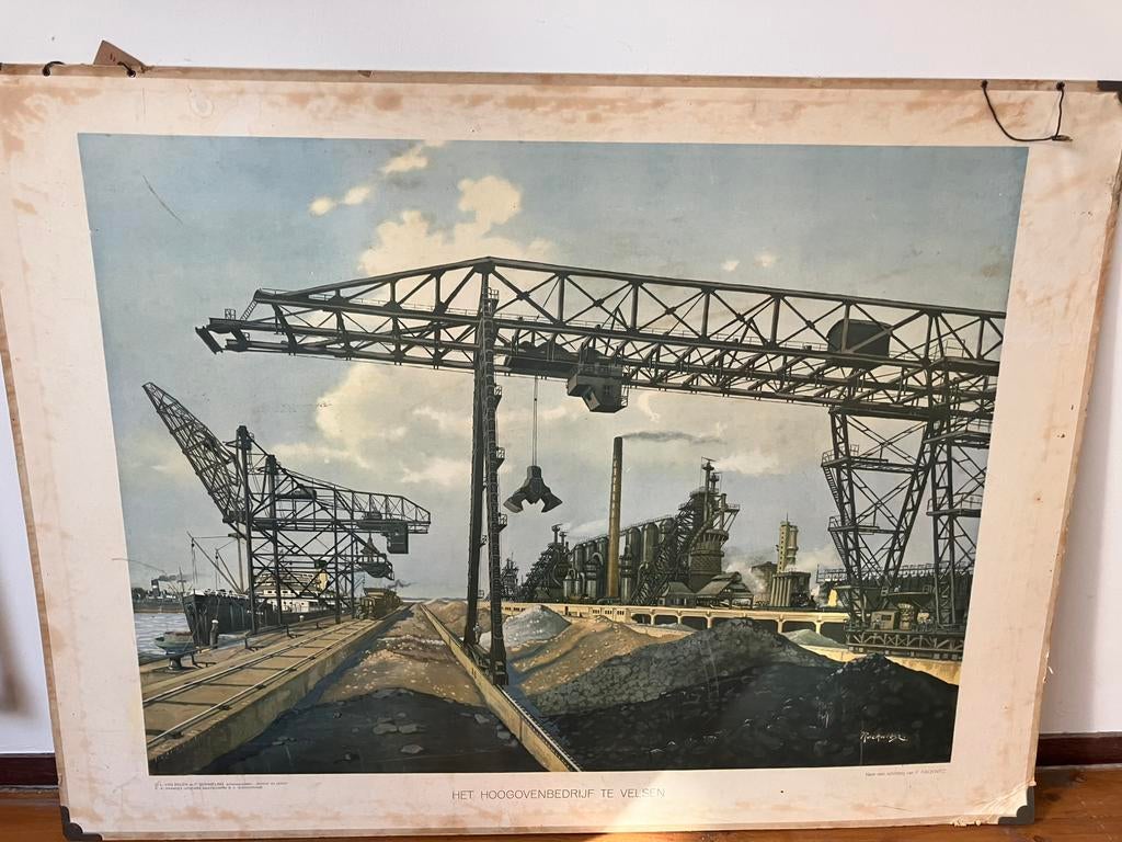 Schoolplaat Het hoogovenbedrijf te Velsen, Ophalen of Verzenden, Stad- en Dorpsgezichten