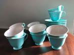 Huizen servies 12 kop en schotels. Pastel aqua, Ophalen