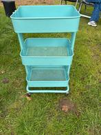 Turquoise Rolwagen met 3 Lagen, Ophalen, Gebruikt