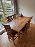 Eettafel met 5 stoelen - Hout, Huis en Inrichting, Tafels | Eettafels, Ophalen, Gebruikt, 100 tot 150 cm, Eikenhout