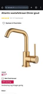 Atlantic wastafelkraan Olivier goud nieuw, Ophalen, Nieuw