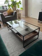 Salontafel Jotex glas hout staal, Ophalen, 50 tot 100 cm, Minder dan 50 cm, Rechthoekig