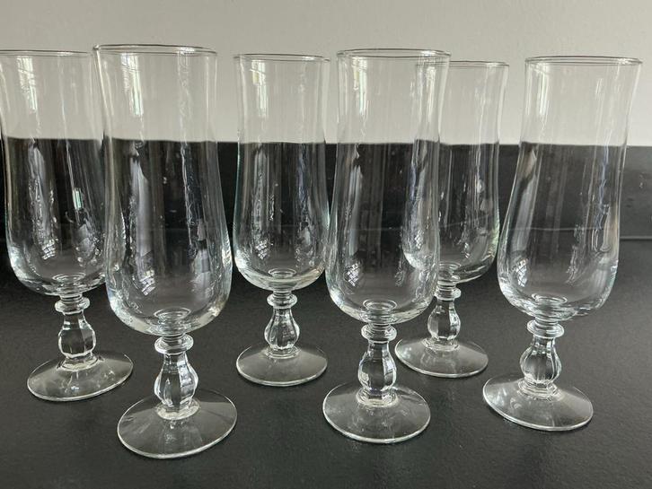Set van 6 elegante kristallen champagneglazen, Antiek en Kunst, Antiek | Glas en Kristal, Ophalen of Verzenden