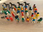 Playmobil jaren 70-80, 33 poppetjes, paarden, motoren, Ophalen of Verzenden, Gebruikt