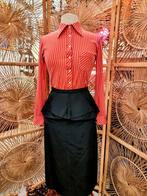 YatvaVintage: YV4496: Vintage Peplum Goteburg Skirt, Zwart, Ophalen of Verzenden, Vintage, Maat 36 (S)