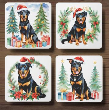 Beauceron Kerst onderzetters met houder beschikbaar voor biedingen