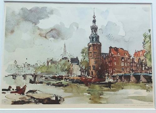 Jan Korthals .. Oude Schans/ Montelsbaantoren .. Amsterdam., Antiek en Kunst, Kunst | Schilderijen | Klassiek, Ophalen of Verzenden