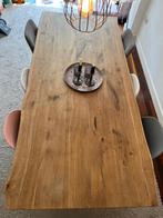 Prachtige eikenhouten eettafel – uniek blad natuurlijke vorm, Ophalen, Landelijk - Robuust, Eikenhout, 200 cm of meer