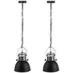 2x Hanglamp zwart industrielamp fabriekslamp GRATIS BEZORGD!, Nieuw, Metaal, 50 tot 75 cm, Verzenden