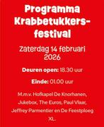 2x ticket zaterdag krabbetukkers, Tickets en Kaartjes, Twee personen