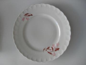 vintage mosa 6 ontbijtbordjes + botervloot - roze bloemetjes beschikbaar voor biedingen