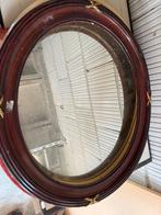 Vintage spiegel/ ovaal hout met gouden afwerking, Antiek en Kunst, Ophalen of Verzenden, Ovaal, Minder dan 50 cm, Minder dan 100 cm