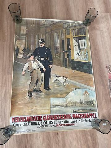 Oude poster Nederlandsche Glasverzekering beschikbaar voor biedingen