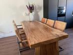 Leren armstoelen 6 stuks, cognac kleur, Huis en Inrichting, Ophalen, Gebruikt, Bruin, Leer