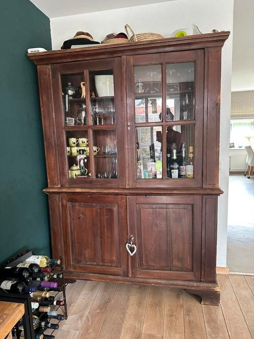 Landelijke antieke servieskast, Huis en Inrichting, Kasten | Buffetkasten, Gebruikt, 150 tot 200 cm, 100 tot 150 cm, 25 tot 50 cm